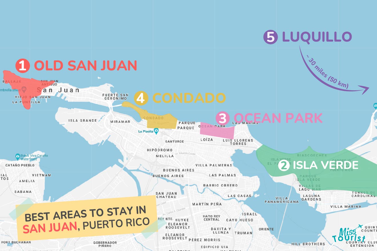 Map of best places to stay San Juan Puerto Rico